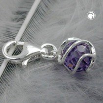 Anhänger Charm Zirkonia-lila 925 Sterlingsilber