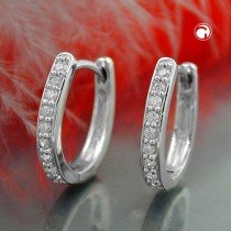 Creolen Ohrringe oval Zirkonias weiß 925 Sterlingsilber