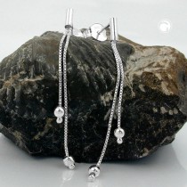 Ohrstecker Kette mit Kugel 925 Sterlingsilber