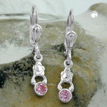 Ohrring Blume Zirkonia pink 925 Sterlingsilber
