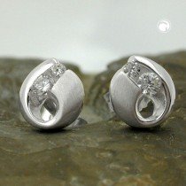 Ohrstecker Zirkonia teilmatt 925 Sterlingsilber