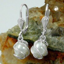 Ohrring Perle Imitat-weiß 925 Sterlingsilber