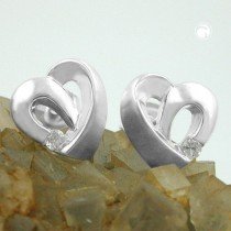 Ohrstecker Herz mit Zirkonia 925 Sterlingsilber
