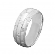 Ring matt-glänzend kariert 925 Silber