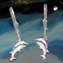 Ohrring 25x11mm Delfinpaar matt-glänzend 925 Sterlingsilber