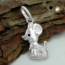 Anhänger Maus mit Zirkonia 925 Sterlingsilber