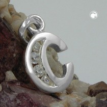 Anhänger Buchstabe C mit Zirkonia 925 Sterlingsilber