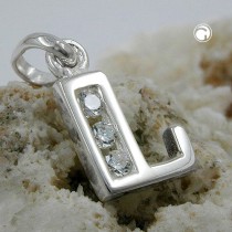 Anhänger Buchstabe L mit Zirkonia 925 Sterlingsilber