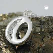 Anhänger Buchstabe O mit Zirkonia 925 Sterlingsilber
