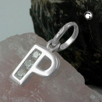 Anhänger Buchstabe P mit Zirkonia 925 Sterlingsilber