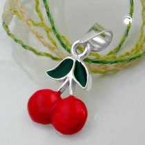 Anhänger zwei Kirschen 925 Sterlingsilber