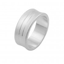 Ring matt 2 diamantiert Linien 925 Silber Größe 64