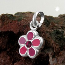 Anhänger Blume pink lackiert 925 Sterlingsilber