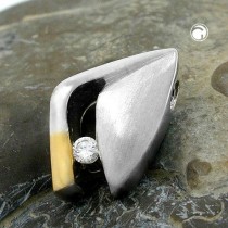Anhänger bicolor si-matt glänzend Zirkonia 925 Sterlingsilber