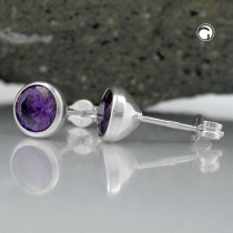 Ohrstecker Zirkonia amethyst 925 Sterlingsilber