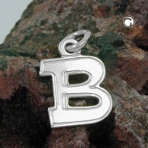 Anhänger Buchstabe B glänzend mit Rand 925 Sterlingsilber