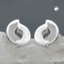 Ohrstecker 2 Halbkreise matt-glänzend 925 Sterlingsilber