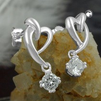 Ohrstecker Hänger Herzform 925 Sterlingsilber