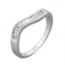 Ring mit 10 Zirkonias glänzend rhodiniert 925 Silber Größe 60
