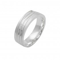 Ring verlaufende Querrillen matt-diamantiert 925 Silber Größe 56
