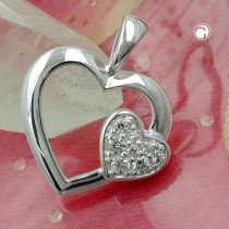 Anhänger Herz mit Zirkonia 925 Sterlingsilber