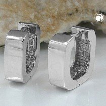 Creolen Ohrringe Klappscharnier Viereck 925 Sterlingsilber