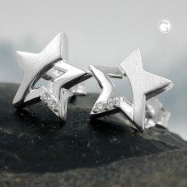 Ohrstecker Stern mit Zirkonia 925 Sterlingsilber