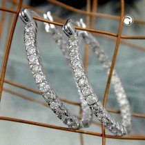 Creolen Ohrringe Strass rhodiniert 925 Sterlingsilber