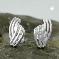 Ohrstecker streifig mit Zirkonia 925 Sterlingsilber