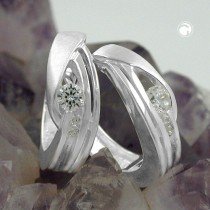 Creolen Ohrringe teilmatt mit Zirkonia 925 Sterlingsilber