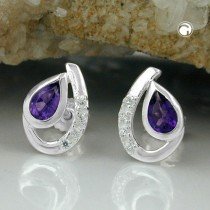 Ohrstecker Amethyst/Zirkonia 925 Sterlingsilber