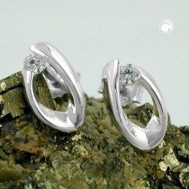 Ohrstecker oval mit Zirkonia 925 Sterlingsilber