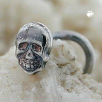 Nasenstecker Totenkopf mit Spirale 925 Sterlingsilber
