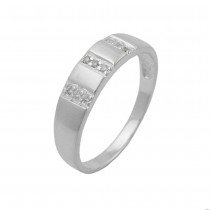 Ring mit 9x Zirkonias weiß seidenmatt 925 Silber Größe 54