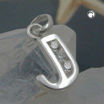 Anhänger Buchstabe J mit Zirkonia 925 Sterlingsilber