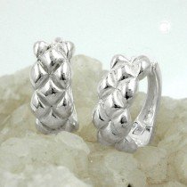 Creolen Ohrringe Zopfmuster teilmatt 925 Sterlingsilber