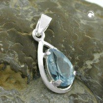 Anhänger synthetischer Aqua 925 Sterlingsilber