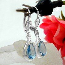 Ohrring synthetischer Aqua 925 Sterlingsilber