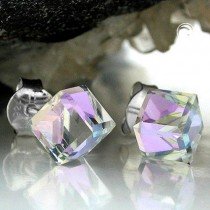 Ohrstecker Glaswürfel AB-Effekt 925 Sterlingsilber