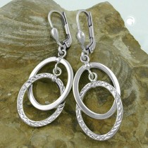 Ohrring 2 ovale Ringe 925 Sterlingsilber