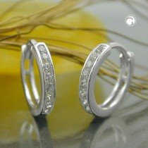 Creolen Ohrringe Zirkonia weiss 925 Sterlingsilber