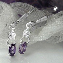 Ohrring Blume amethyst 925 Sterlingsilber