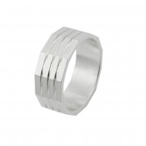Ring matt mit 3 diamantiert Linien 925 Silber Größe 62
