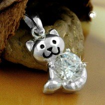 Anhänger Katze mit Zirkonia 925 Sterlingsilber