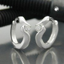 Creolen Ohrringe teilmatt Zirkonia 925 Sterlingsilber