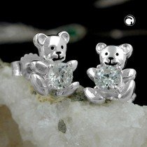Ohrstecker kleiner Bär Zirkonia 925 Sterlingsilber