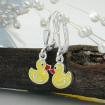 Ohrring kleine gelbe Ente 925 Sterlingsilber