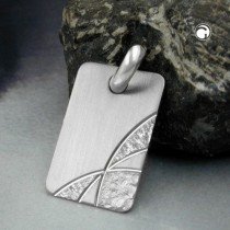 Anhänger Gravurplatte matt-diamantiert rhodiniert 925 Sterlingsilber