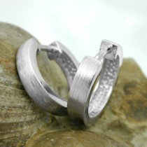 Creolen Ohrringe 13x3mm seidenmatt 925 Sterlingsilber