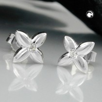 Ohrstecker kl. Blüte mit Zirkonia 925 Sterlingsilber